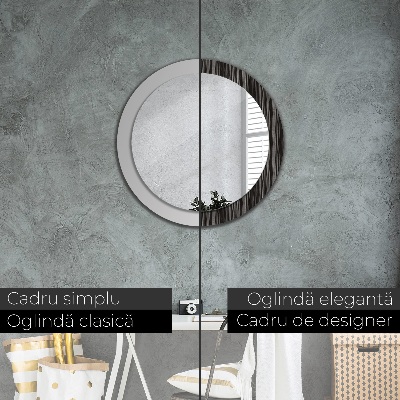 Miroir rond imprimé Métallique abstrait