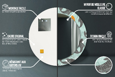 Miroir rond avec décoration Carpe chinoise