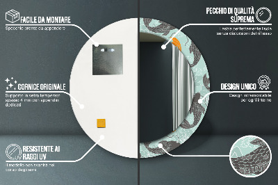 Miroir rond avec décoration Carpe chinoise