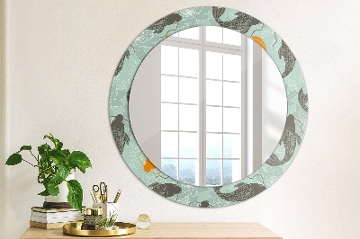 Miroir rond avec décoration Carpe chinoise