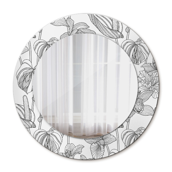 Miroir rond imprimé Motif floral