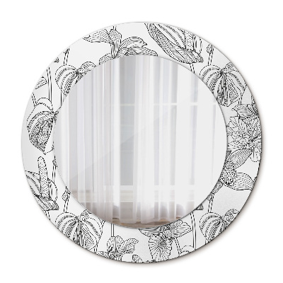 Miroir rond imprimé Motif floral