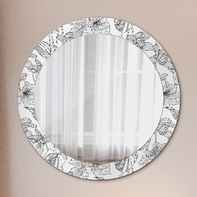 Miroir rond imprimé Motif floral