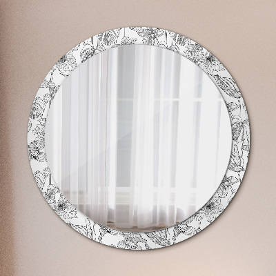 Miroir rond imprimé Motif floral