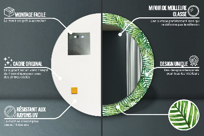 Miroir rond avec décoration Palmier tropical
