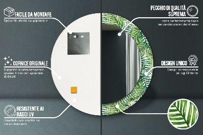 Miroir rond avec décoration Palmier tropical