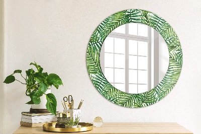 Miroir rond avec décoration Palmier tropical