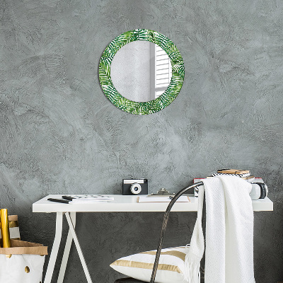 Miroir rond avec décoration Palmier tropical