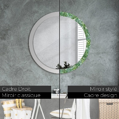 Miroir rond avec décoration Palmier tropical