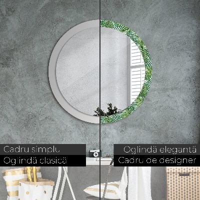 Miroir rond avec décoration Palmier tropical