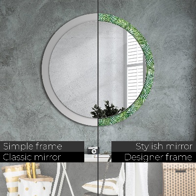 Miroir rond avec décoration Palmier tropical
