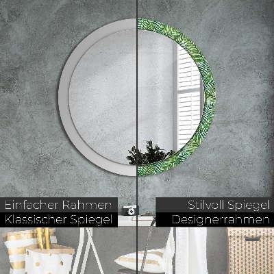 Miroir rond avec décoration Palmier tropical