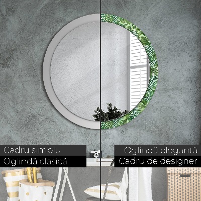 Miroir rond avec décoration Palmier tropical