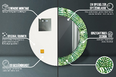 Miroir rond avec décoration Palmier tropical