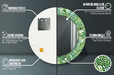 Miroir rond avec décoration Palmier tropical