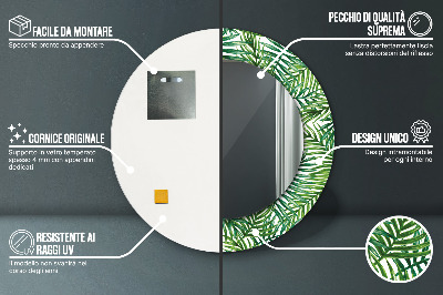 Miroir rond avec décoration Palmier tropical