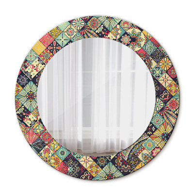 Miroir rond imprimé Floral ethnique