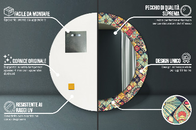 Miroir rond imprimé Floral ethnique