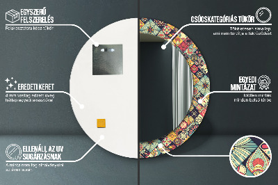 Miroir rond imprimé Floral ethnique