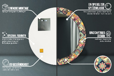 Miroir rond imprimé Floral ethnique