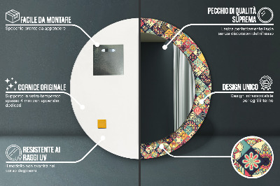 Miroir rond imprimé Floral ethnique