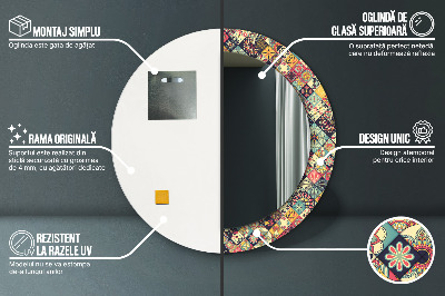 Miroir rond imprimé Floral ethnique