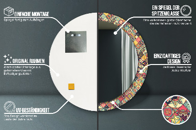 Miroir rond imprimé Floral ethnique