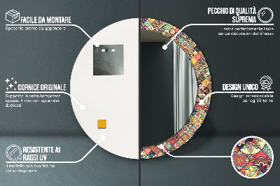 Miroir rond imprimé Floral ethnique