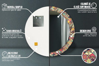 Miroir rond imprimé Floral ethnique