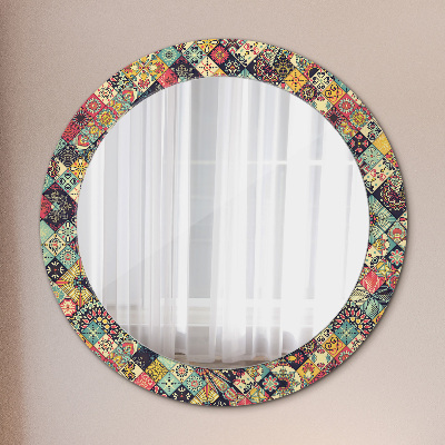 Miroir rond imprimé Floral ethnique