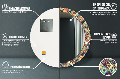 Miroir rond imprimé Floral ethnique