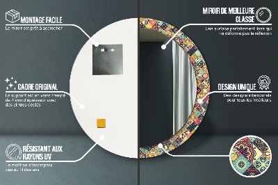 Miroir rond imprimé Floral ethnique