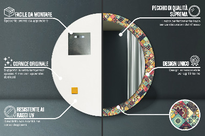 Miroir rond imprimé Floral ethnique