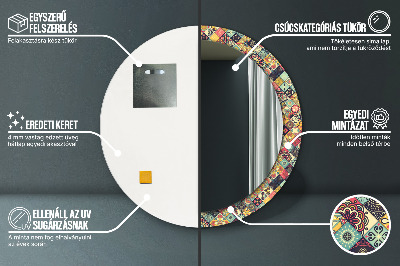 Miroir rond imprimé Floral ethnique