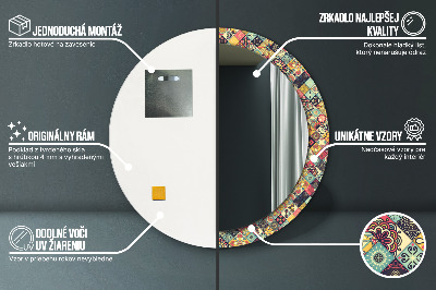 Miroir rond imprimé Floral ethnique