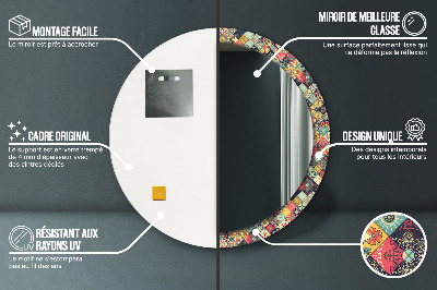 Miroir rond imprimé Floral ethnique