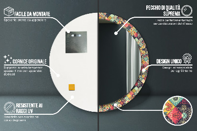 Miroir rond imprimé Floral ethnique