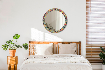 Miroir rond imprimé Floral ethnique
