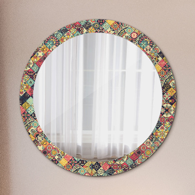 Miroir rond imprimé Floral ethnique