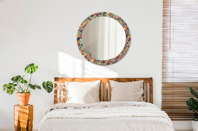 Miroir rond imprimé Floral ethnique
