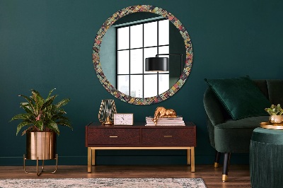 Miroir rond imprimé Floral ethnique