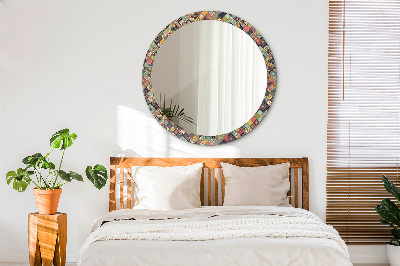 Miroir rond imprimé Floral ethnique
