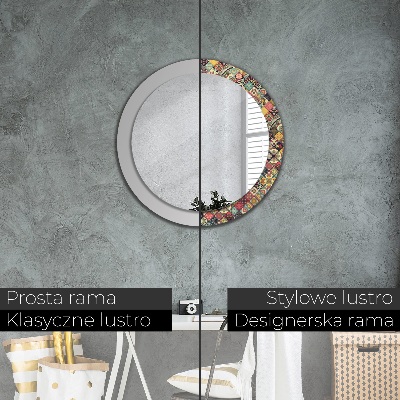 Miroir rond imprimé Floral ethnique