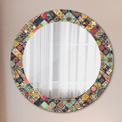 Miroir rond imprimé Floral ethnique
