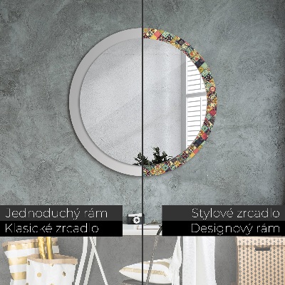 Miroir rond imprimé Floral ethnique
