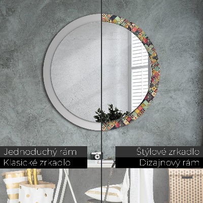 Miroir rond imprimé Floral ethnique