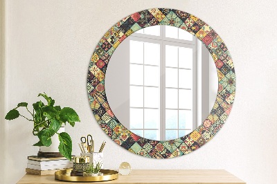 Miroir rond imprimé Floral ethnique