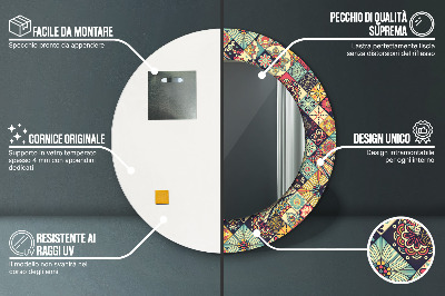 Miroir rond imprimé Floral ethnique