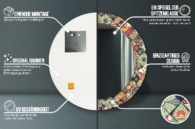 Miroir rond imprimé Floral ethnique