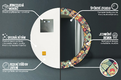 Miroir rond imprimé Floral ethnique